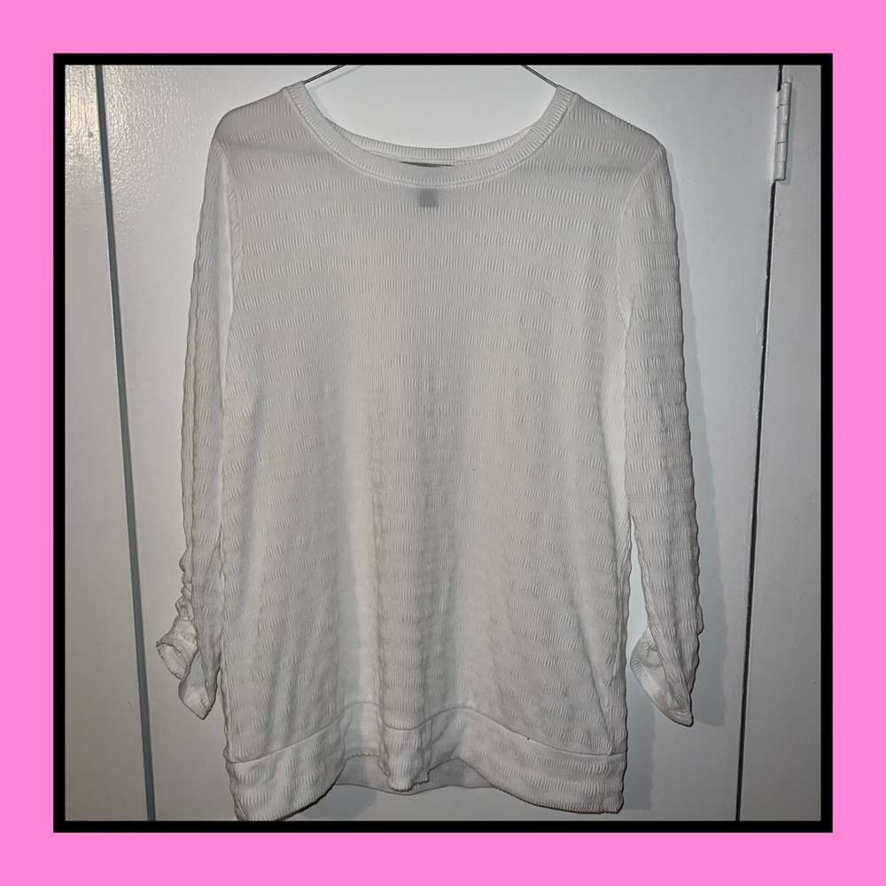 Simply Vera Vera Wang White Stretch Long Sleeve Top